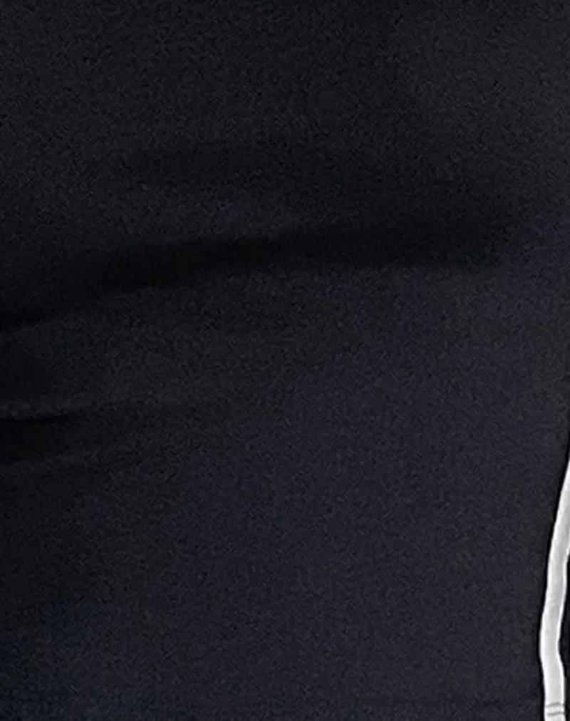 Reiba Long Sleeve Top in Black with Grey Binding