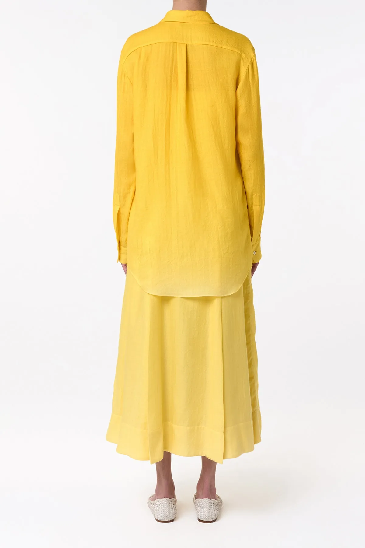 Reyes Shirt in Cadmium Yellow Cashmere Silk Herringbone