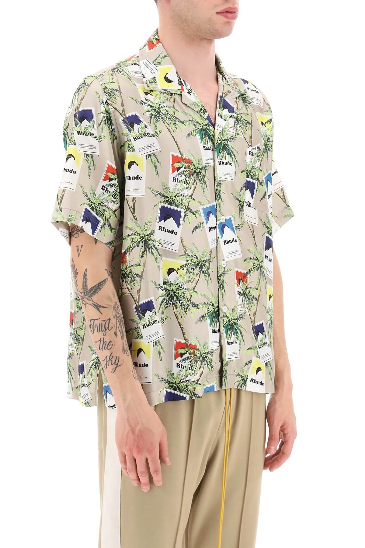 Rhude 'cigarette' bowling shirt in silk