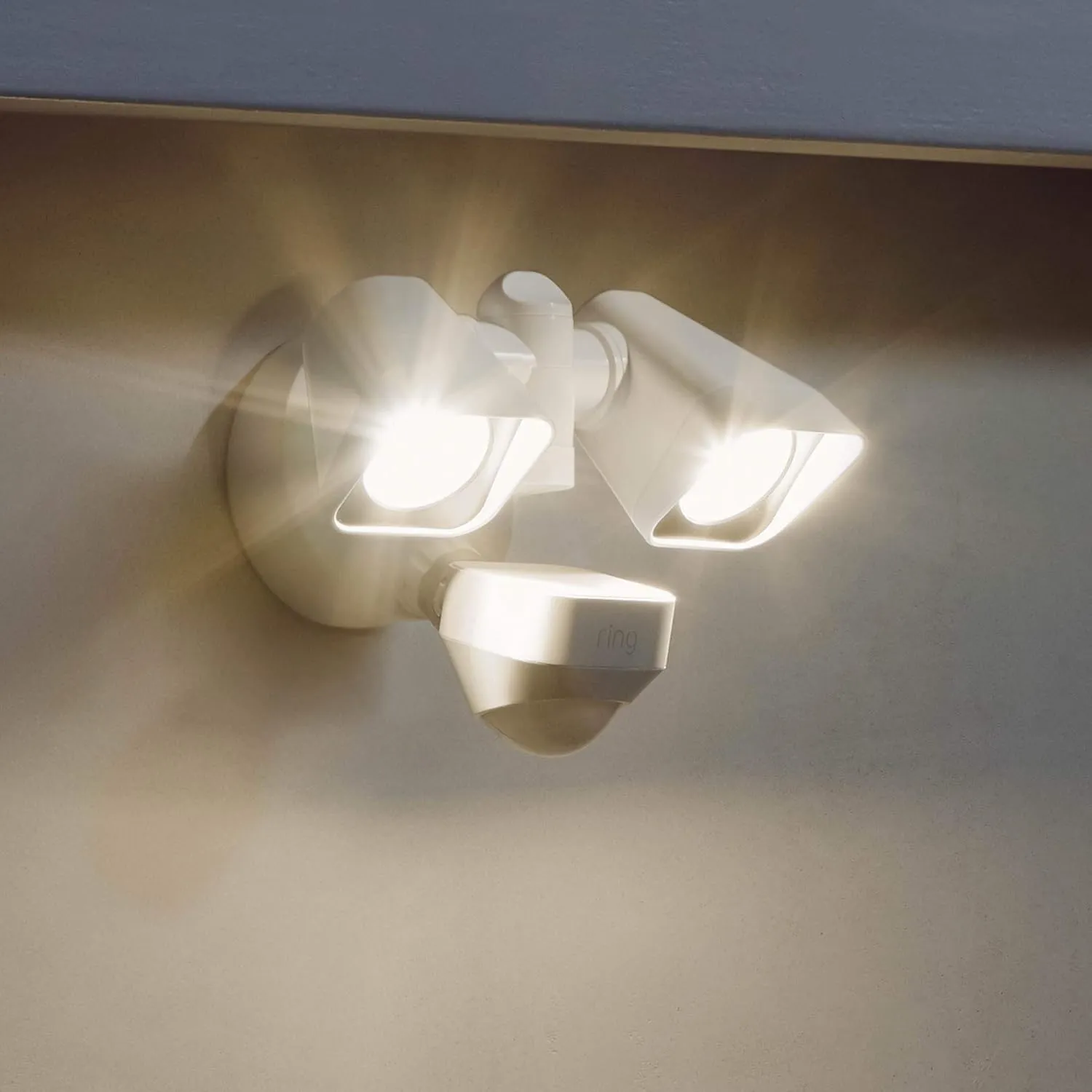 Ring Smart Lighting  Floodlight, Wired, Outdoor Motion-Sensor Security Light, White (Bridge required)