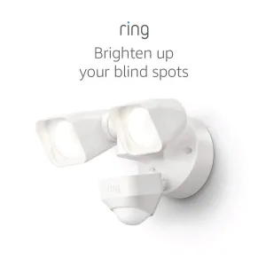 Ring Smart Lighting  Floodlight, Wired, Outdoor Motion-Sensor Security Light, White (Bridge required)