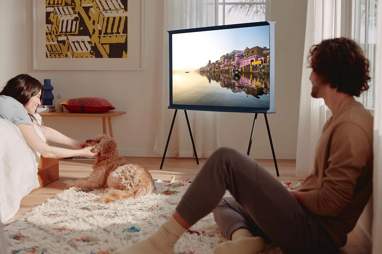 SAMSUNG 43-inch Class Serif QLED - 4K UHD Quantum HDR 4X Smart TV with Alexa Built-in (QN43LS01TAFXZA)