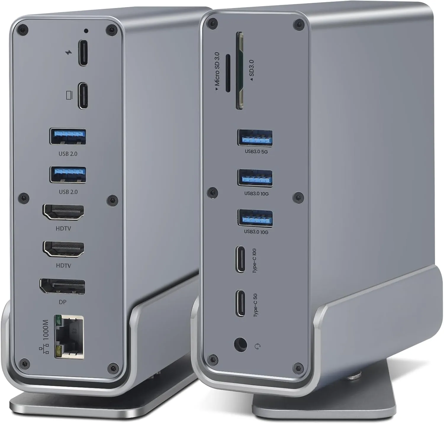 SAOSAOLINK USB-C Hub, 16-in-1 USB C Docking Station with Dual 4K HDMI, DisplayPort, 7 USB Ports, 1 Gbps Ethernet, 100W Power Delivery, Audio Port, and SD/TF Card Readers for MacBook & Windows Laptops