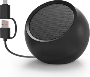 [Single] Computer Speaker for Desktop PC, USB-Powered, Plug-n-Play, Wired, External Speaker for Laptop, with Crystal-Clear Sound, Loud Volume, Rich Bass, Built-in USB-C Adapter for Full Compatibility