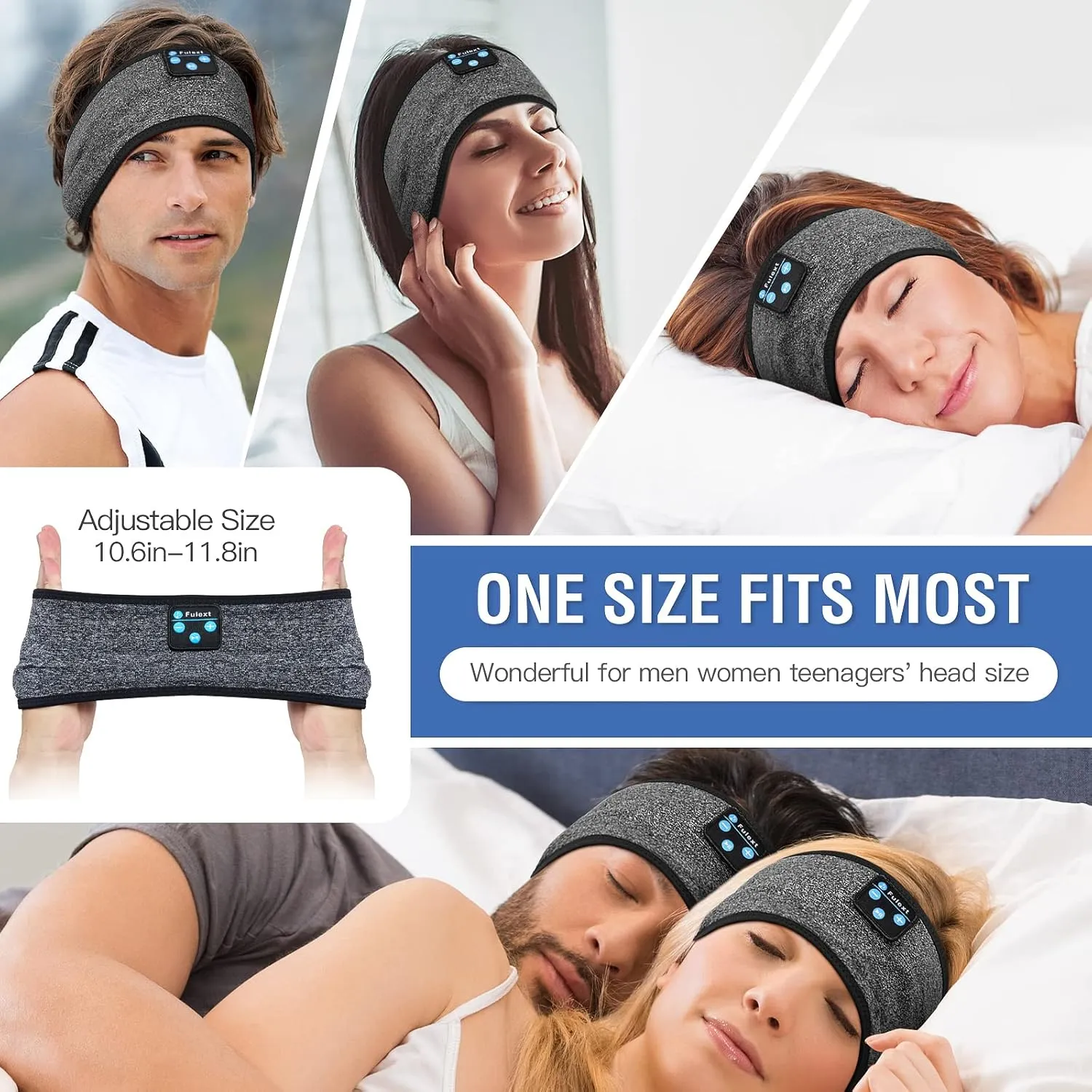Sleep Headphones Bluetooth Headband,Sleeping Headphones Sports Headband, Long Time Play Sleeping Headsets with Built in Speakers Perfect for Workout,Running,Yoga
