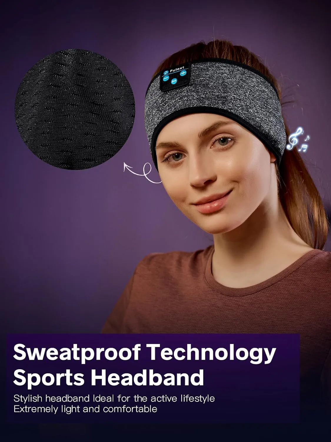 Sleep Headphones Bluetooth Headband,Sleeping Headphones Sports Headband, Long Time Play Sleeping Headsets with Built in Speakers Perfect for Workout,Running,Yoga