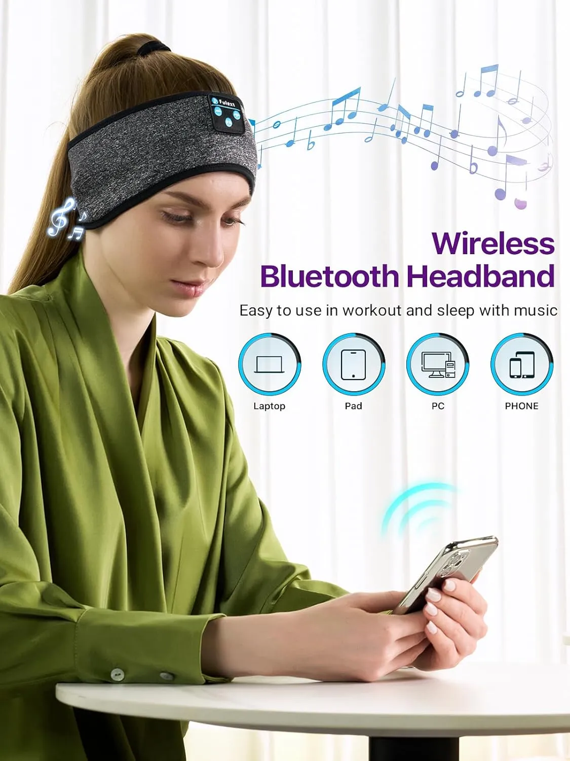 Sleep Headphones Bluetooth Headband,Sleeping Headphones Sports Headband, Long Time Play Sleeping Headsets with Built in Speakers Perfect for Workout,Running,Yoga