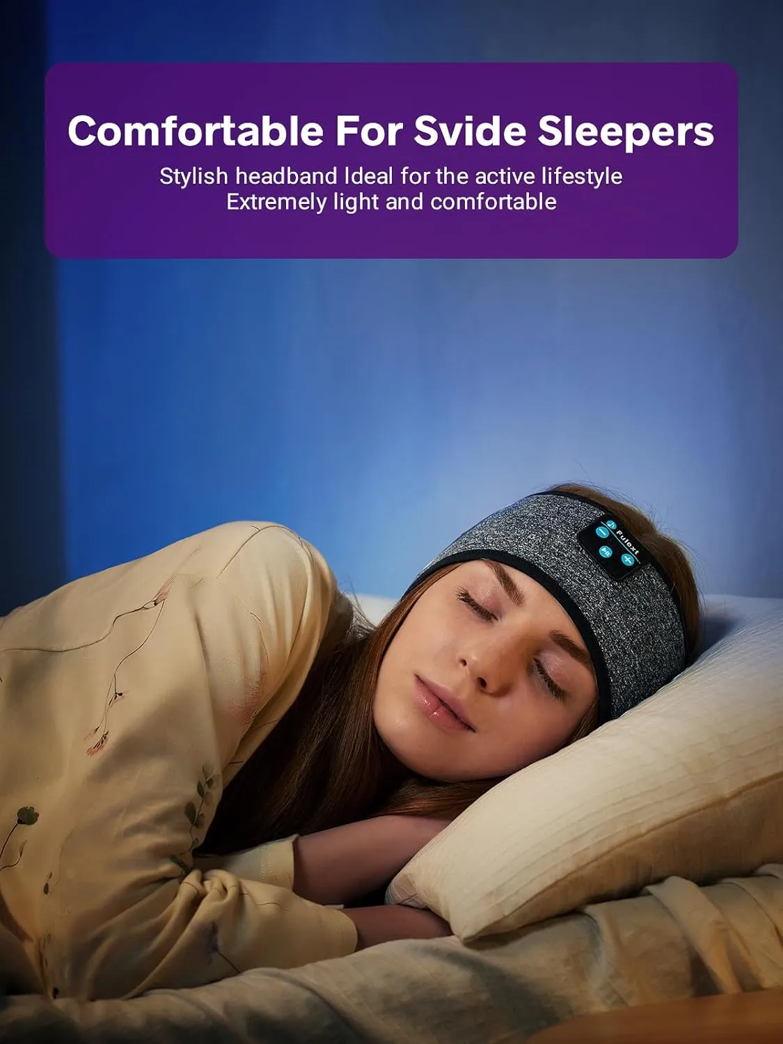 Sleep Headphones Bluetooth Headband,Sleeping Headphones Sports Headband, Long Time Play Sleeping Headsets with Built in Speakers Perfect for Workout,Running,Yoga