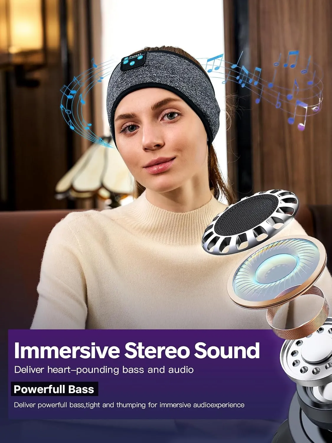 Sleep Headphones Bluetooth Headband,Sleeping Headphones Sports Headband, Long Time Play Sleeping Headsets with Built in Speakers Perfect for Workout,Running,Yoga