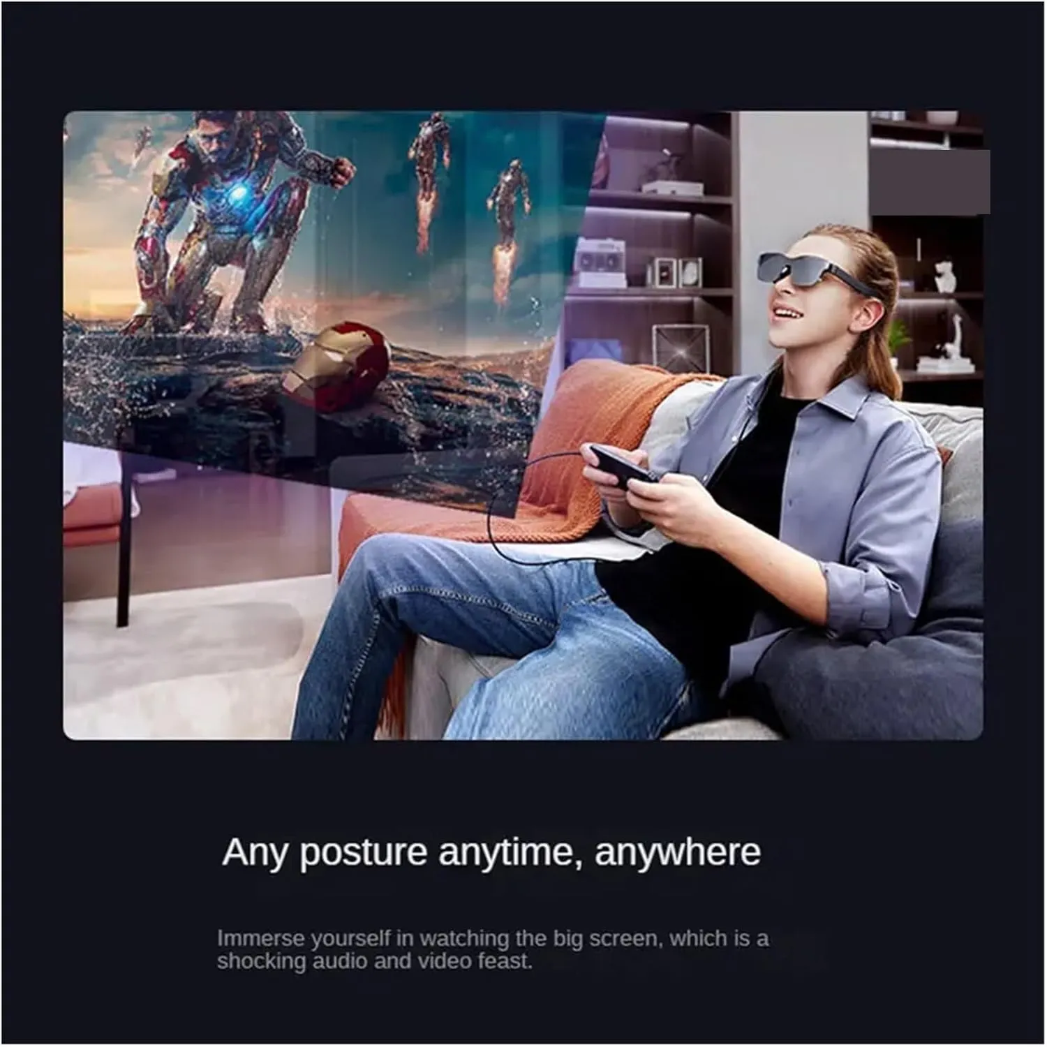 Smart Glasses VR GlassesVR HD Giant Screen Virtual Reality Glasses 120HzVR Virtual Reality Glasses(Color:Ar)