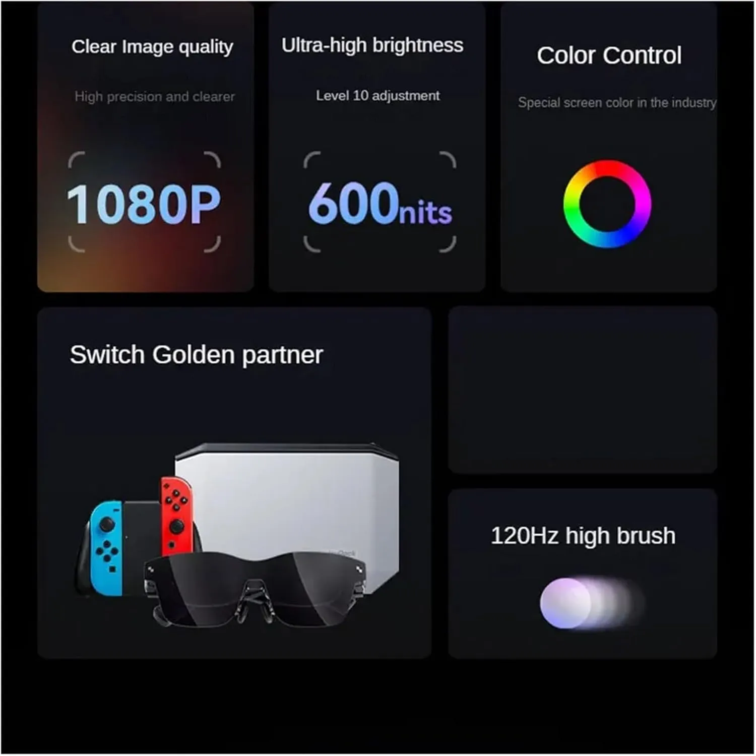 Smart Glasses VR GlassesVR HD Giant Screen Virtual Reality Glasses 120HzVR Virtual Reality Glasses(Color:Ar)
