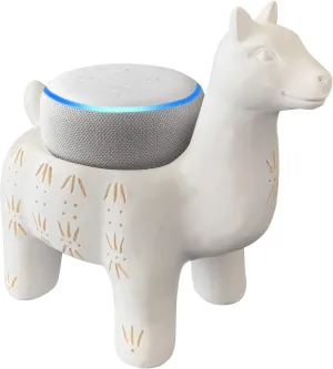 Smart Speaker Table Stand (LLama) - Decorative Holder for Amazon Echo Dot or Google Home Mini - Portable Design, No Sound or Microphone Interference - Durable Poly-Resin