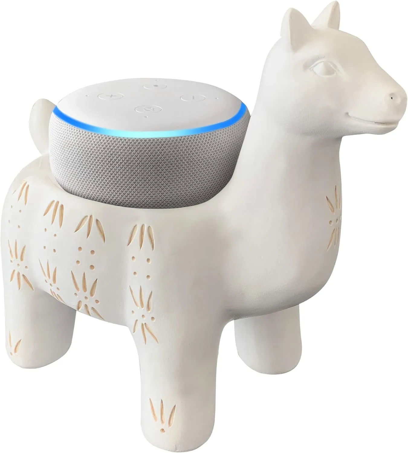 Smart Speaker Table Stand (LLama) - Decorative Holder for Amazon Echo Dot or Google Home Mini - Portable Design, No Sound or Microphone Interference - Durable Poly-Resin
