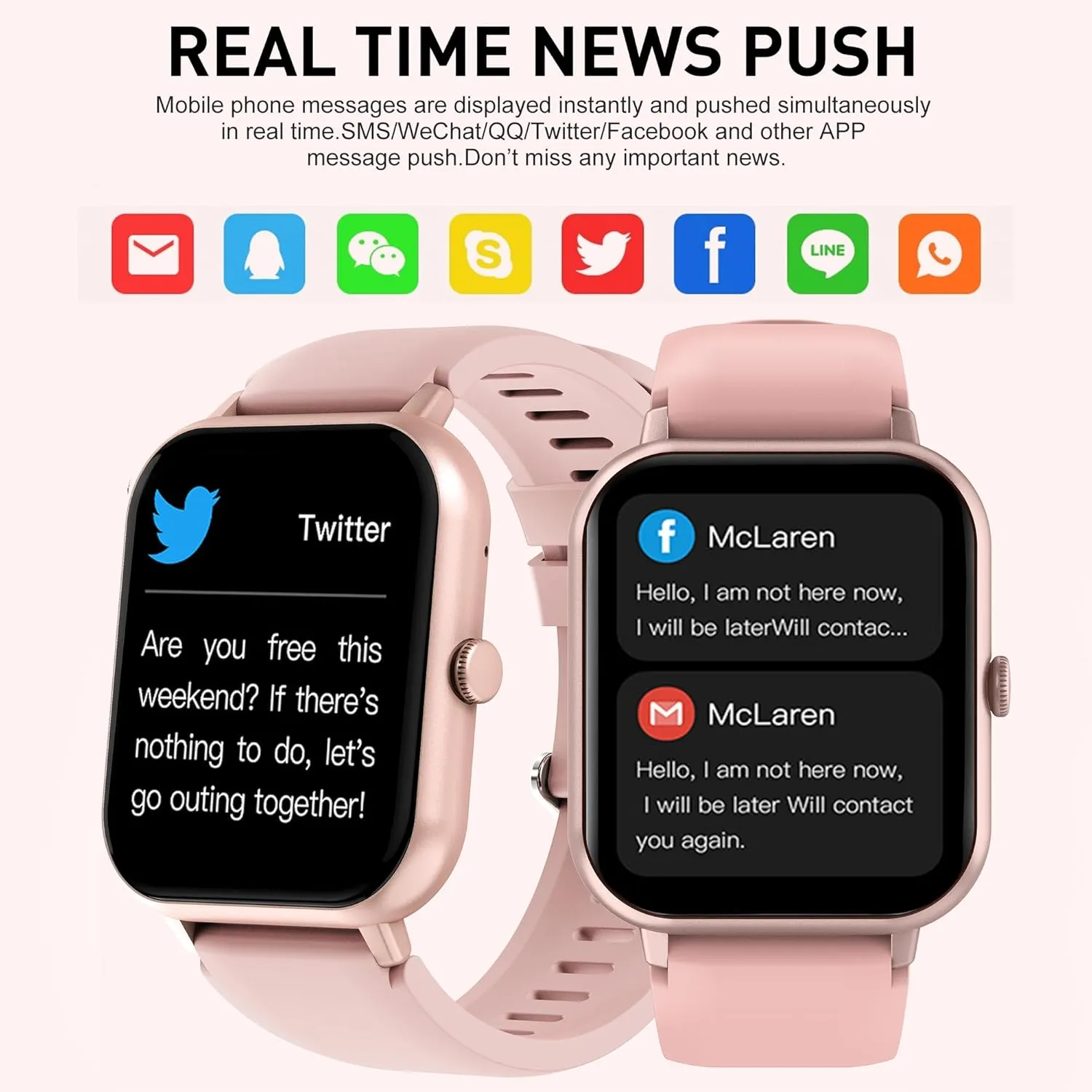 Smart Watch, 1.83" Smartwatches for Men Women,Fitness Tracker with Heart Rate SpO2 Sleep Monitor,110  Sport Modes, IP68 Waterproof, Activity Tracker for Android/iPhones (Pink)