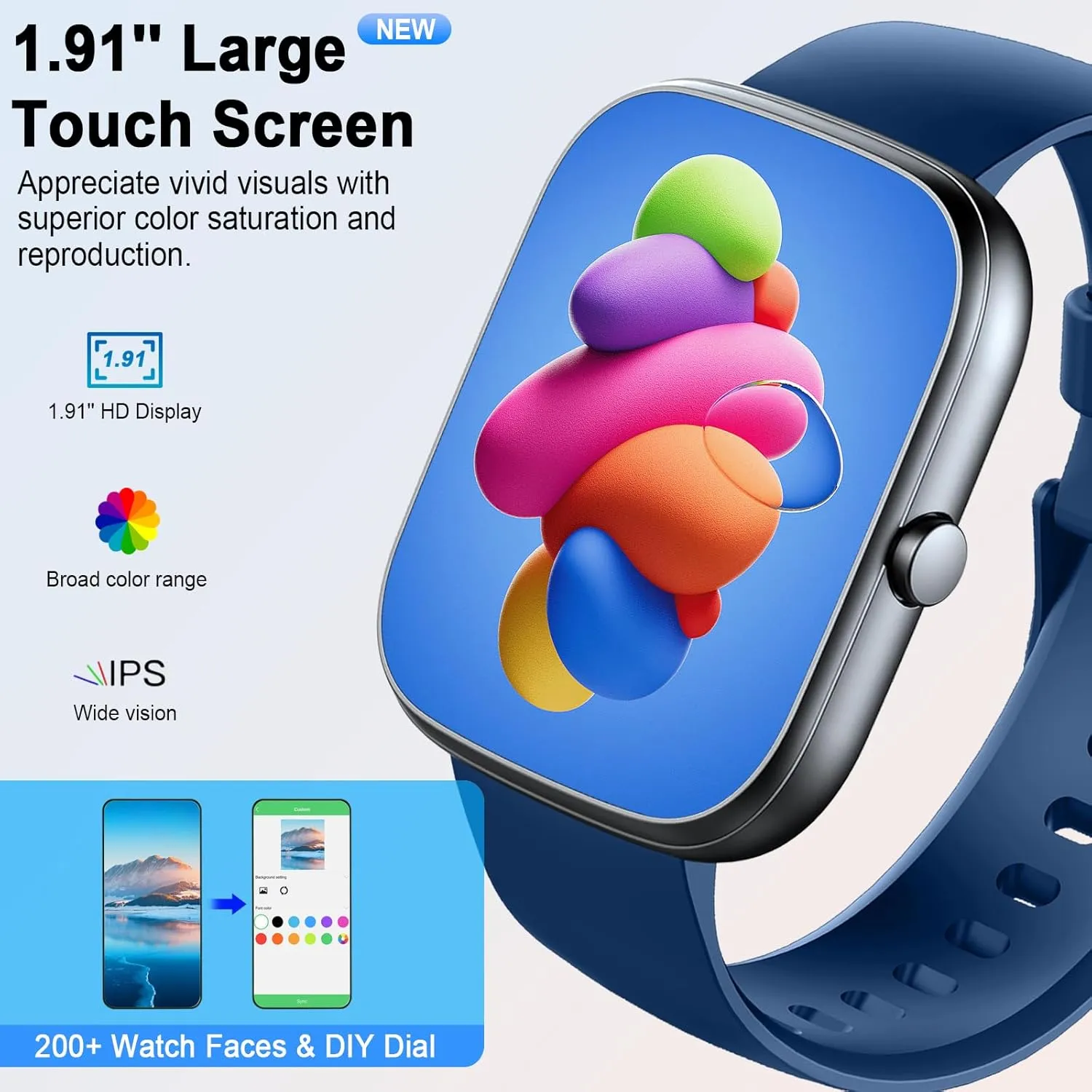 Smart Watch for Men Women (Answer/Make Call), 1.91"HD Smartwatch 2024 Fitness Activity Tracker, 110  Sports IP68 Waterproof, Heart Rate/Sleep Monitor/Pedometer/Calories, Fitness Watch for Android iOS
