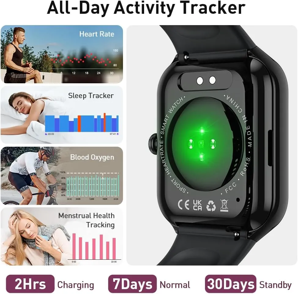 Smart Watch for Men Women(Answer/Make Call), 2025 New Smartwatch 1.96" HD Fitness Watch with 110  Sport Modes, Heart Rate, Sleep Monitor, Pedometer, IP68 Waterproof Activity Tracker for Android iOS