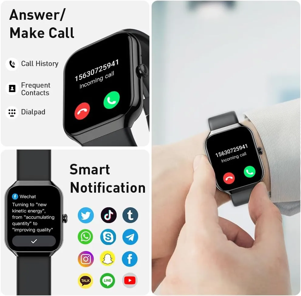 Smart Watch for Men Women(Answer/Make Call), 2025 New Smartwatch 1.96" HD Fitness Watch with 110  Sport Modes, Heart Rate, Sleep Monitor, Pedometer, IP68 Waterproof Activity Tracker for Android iOS