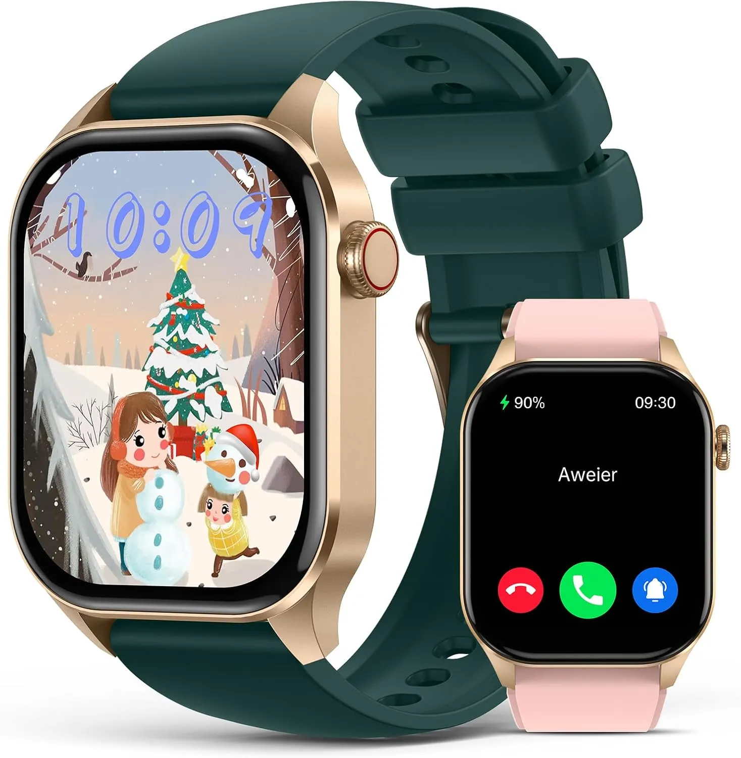 Smart Watches Christmas for Women 2.04" HD Screen Fitness Tracker Watches, Heart Rate Sleep Blood Oxygen Monitor, IP68 Waterproof, 136  Sports, Answer/Make Call Smartwatch for Android iOS, Gold