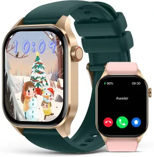 Smart Watches Christmas for Women 2.04" HD Screen Fitness Tracker Watches, Heart Rate Sleep Blood Oxygen Monitor, IP68 Waterproof, 136  Sports, Answer/Make Call Smartwatch for Android iOS, Gold