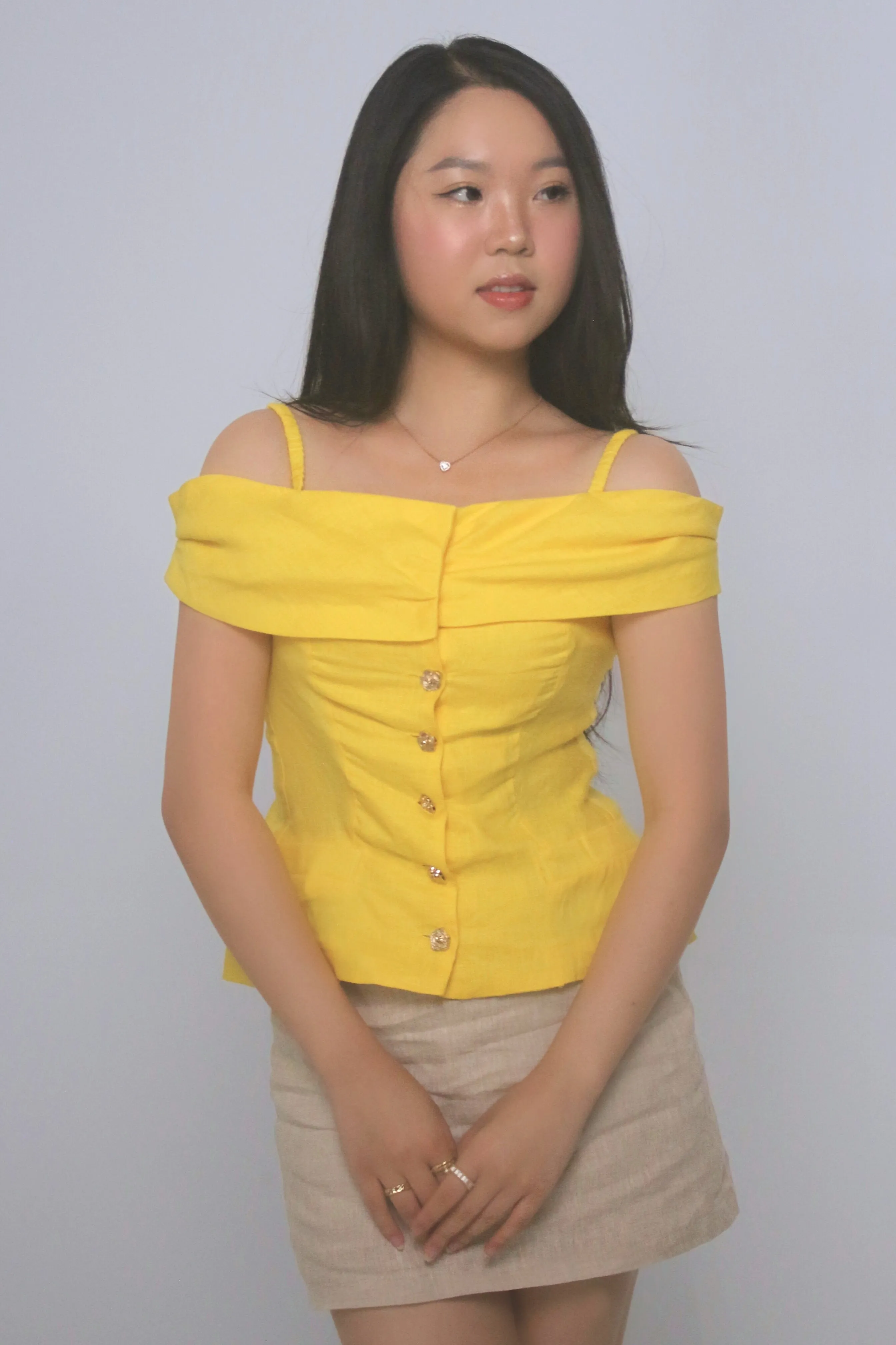 Sophia 100% Linen Off-The-Shoulder Top