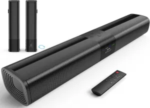 Sound Bar for Smart TV, 2 in 1 Detachable Home Audio Soundbar Speaker,20 Sound Bar for TV with Optical/AUX/HDMI-ARC/Bluetooth Connection for PC/Gaming/Projectors, Wall Mountable