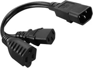 Splitter Power Cord IEC 320 C14 C13 NEMA 5-15R Power Cord Y Splitter Extension Power Cable for Computer Plasma TV Printer Monitor AC Adapter