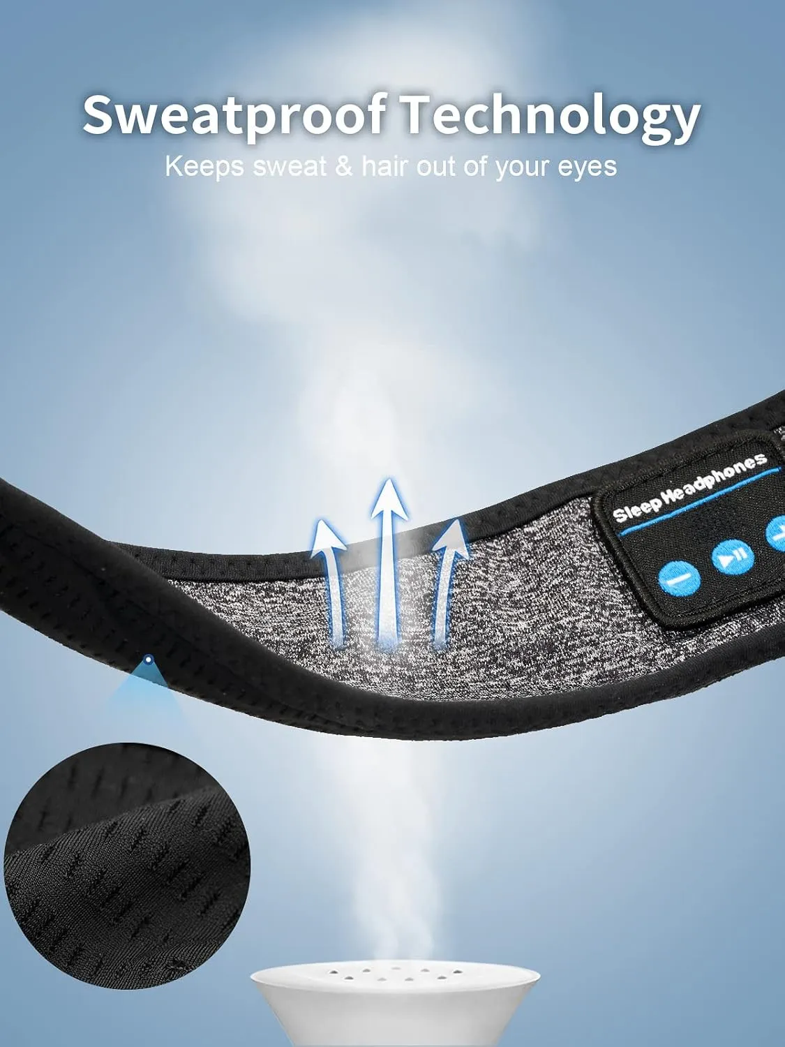 Sports Headband, Adjustable Wireless Headband Headphones, Long Time Play Headphone Band with Built in Speakers Perfect for Sleep,Workout,Running,Yoga,Travel,Insomnia