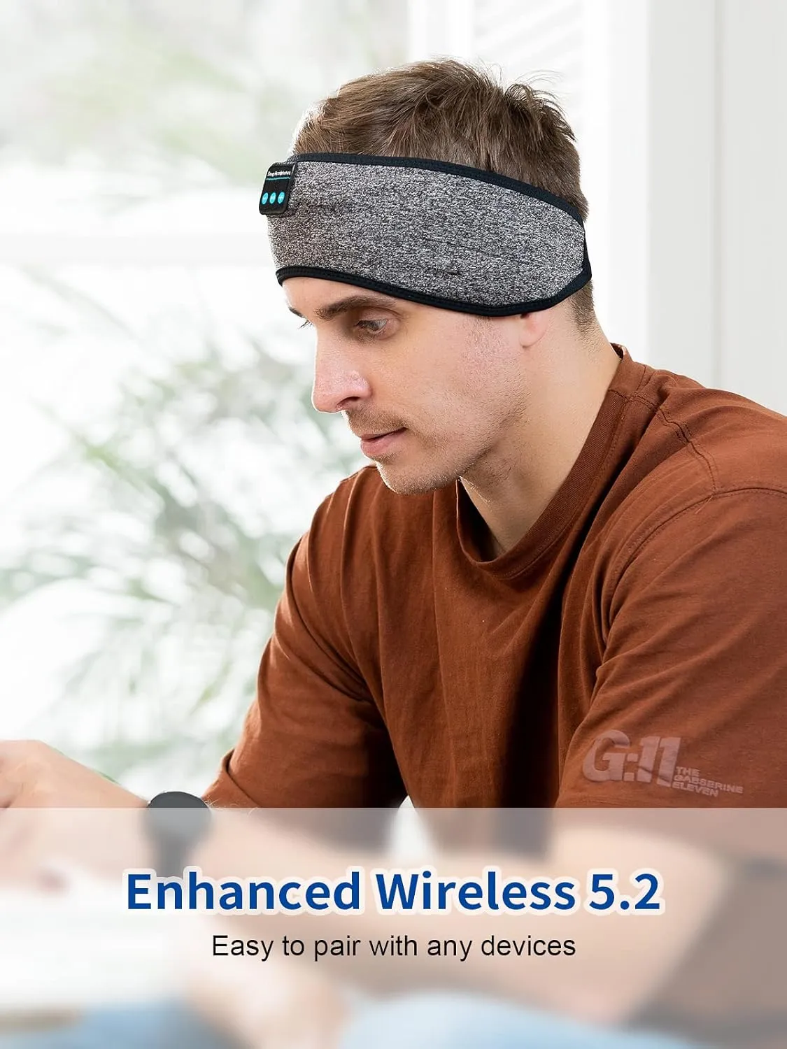 Sports Headband, Adjustable Wireless Headband Headphones, Long Time Play Headphone Band with Built in Speakers Perfect for Sleep,Workout,Running,Yoga,Travel,Insomnia