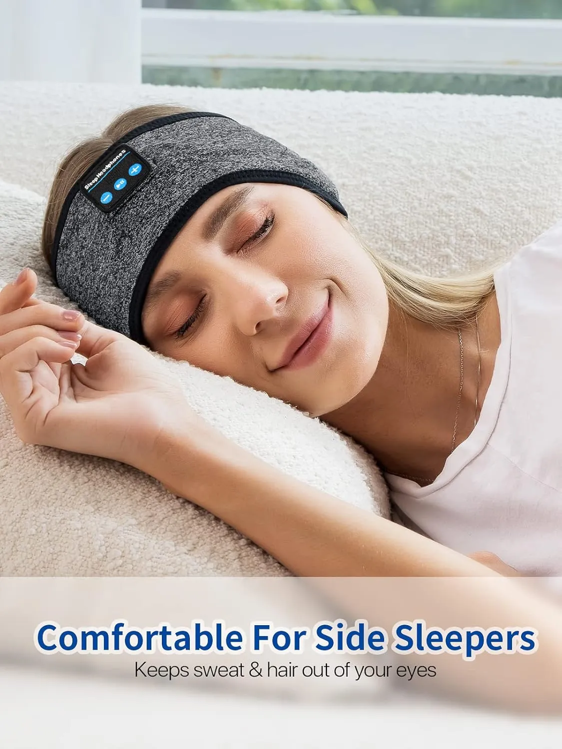 Sports Headband, Adjustable Wireless Headband Headphones, Long Time Play Headphone Band with Built in Speakers Perfect for Sleep,Workout,Running,Yoga,Travel,Insomnia