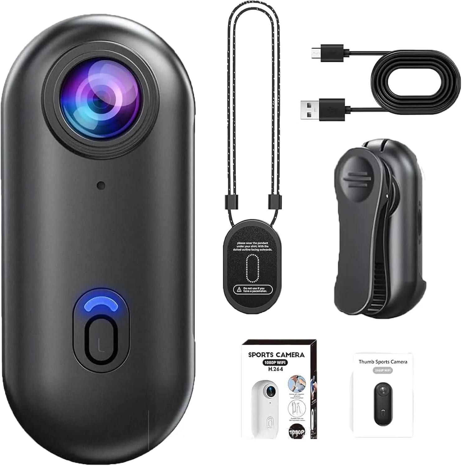 Stallion Frames Body Camera, Stallionframes 4k Mini Handsfree Bodycam, Thumb Cameras with Waterproof Case, Wearable Video Recording,HD 1080p/4k Pocket Action Cam,170 Wide Angle(Black-Standard)