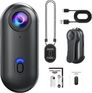 Stallion Frames Body Camera, Stallionframes 4k Mini Handsfree Bodycam, Thumb Cameras with Waterproof Case, Wearable Video Recording,HD 1080p/4k Pocket Action Cam,170 Wide Angle(Black-Standard)