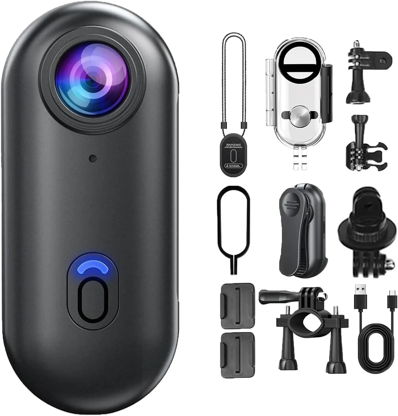 Stallionframes 4k Mini Handsfree Bodycam, Thumb Cameras, Wearable Sports Cam with Waterproof Case and 360 Rotationspring Clip, Thumb Action Cam for Cycling, Diving, Travel (Black-Advanced)
