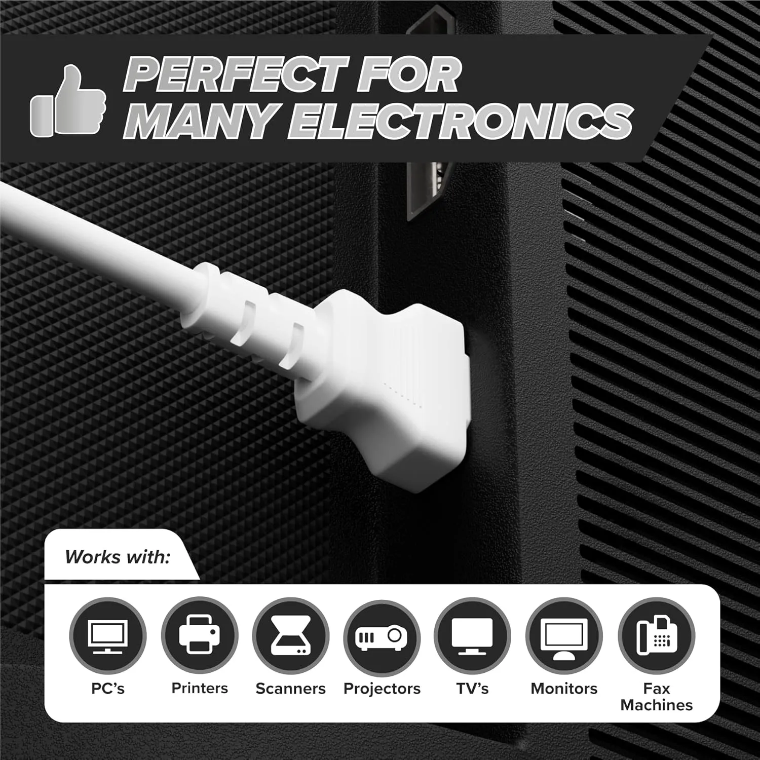 THE CIMPLE CO 25 Feet - 3 Prong AC Power Cable for Computer, Medical, Server, & Desktop - 25 ft Three Prong Power Supply Cord - C13 Power Cord - NEMA 5-15P to C13 / IEC 320-25 Foot (7.5 Meter), White