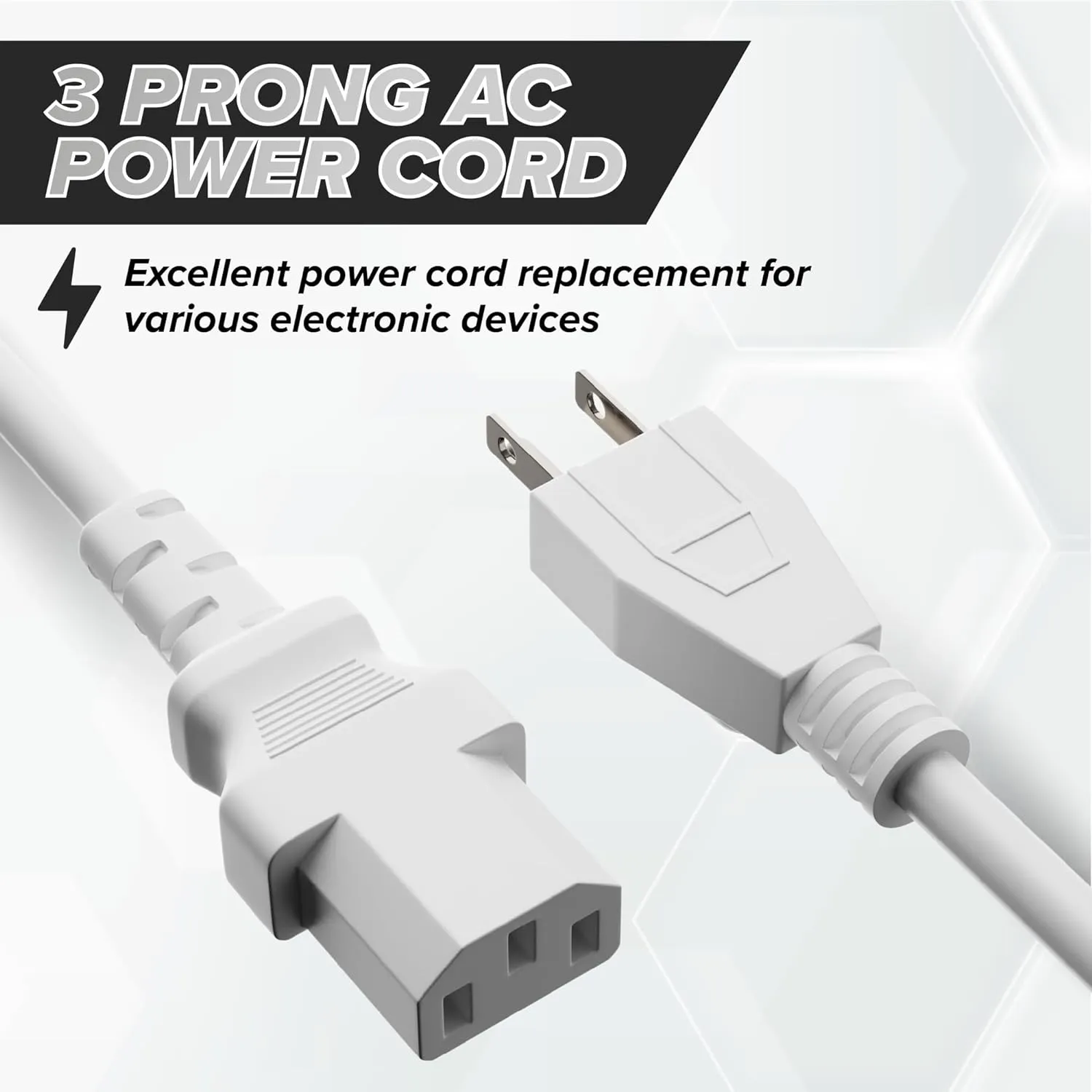 THE CIMPLE CO 25 Feet - 3 Prong AC Power Cable for Computer, Medical, Server, & Desktop - 25 ft Three Prong Power Supply Cord - C13 Power Cord - NEMA 5-15P to C13 / IEC 320-25 Foot (7.5 Meter), White