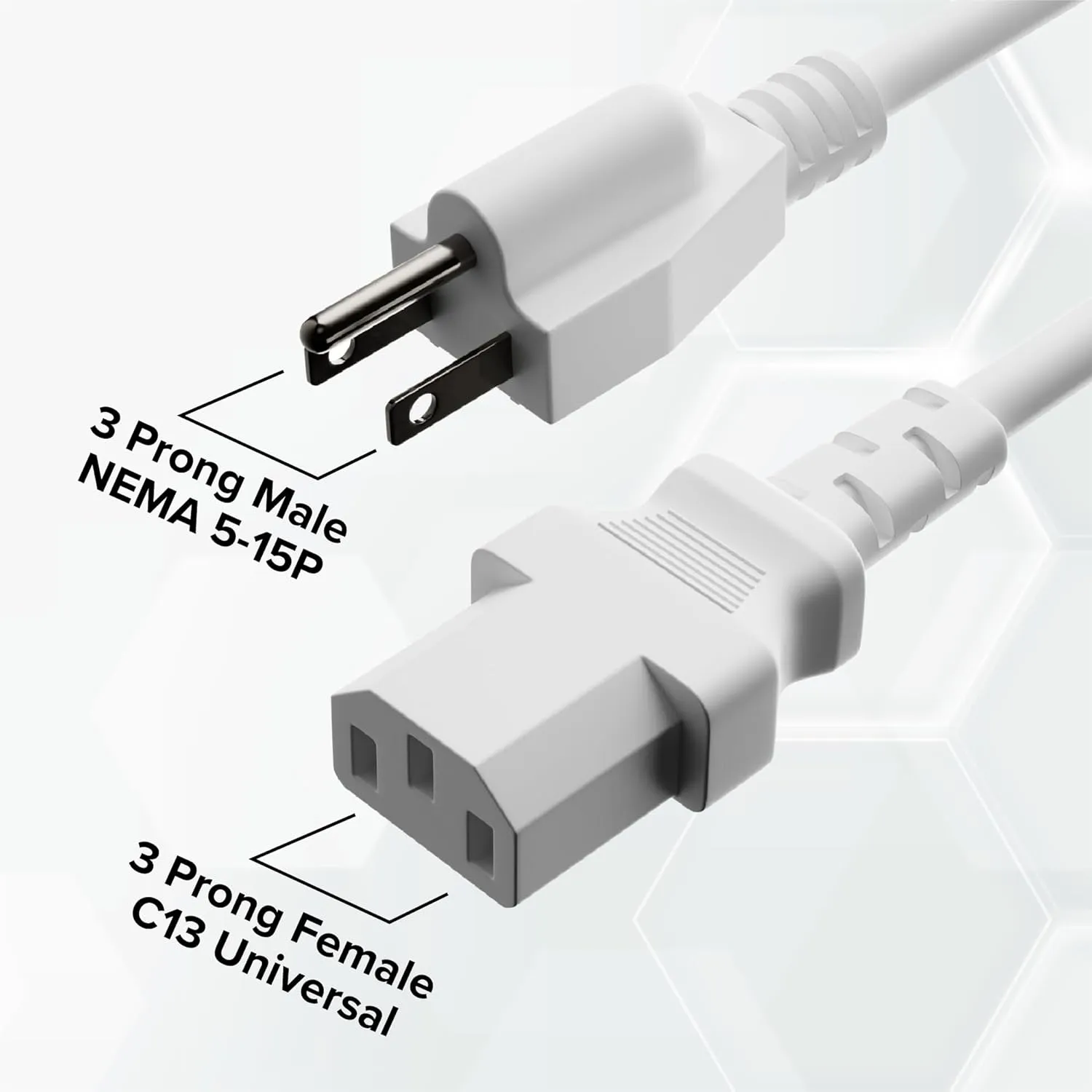THE CIMPLE CO 25 Feet - 3 Prong AC Power Cable for Computer, Medical, Server, & Desktop - 25 ft Three Prong Power Supply Cord - C13 Power Cord - NEMA 5-15P to C13 / IEC 320-25 Foot (7.5 Meter), White
