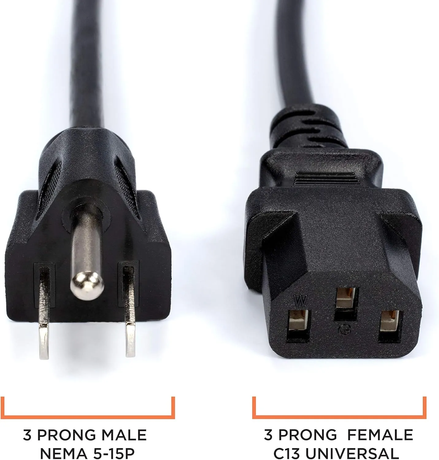THE CIMPLE CO 4 Feet, Black - 3 Prong AC Power Cable for Computer, Medical, Server, & Desktop - C13 Power Supply Cord - NEMA 5-15P to C13 / IEC 320 - (1.2 Meter)