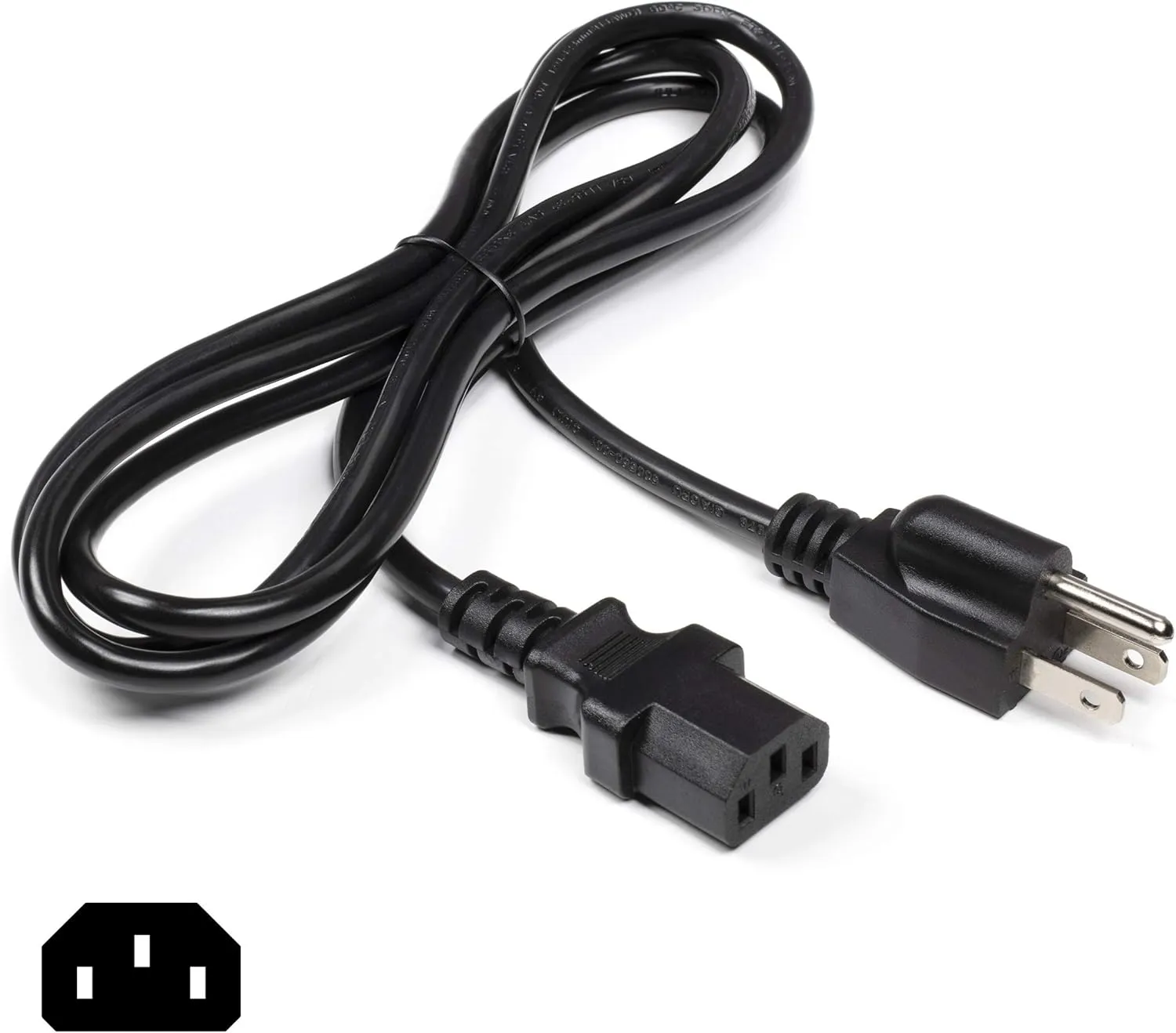 THE CIMPLE CO 4 Feet, Black - 3 Prong AC Power Cable for Computer, Medical, Server, & Desktop - C13 Power Supply Cord - NEMA 5-15P to C13 / IEC 320 - (1.2 Meter)