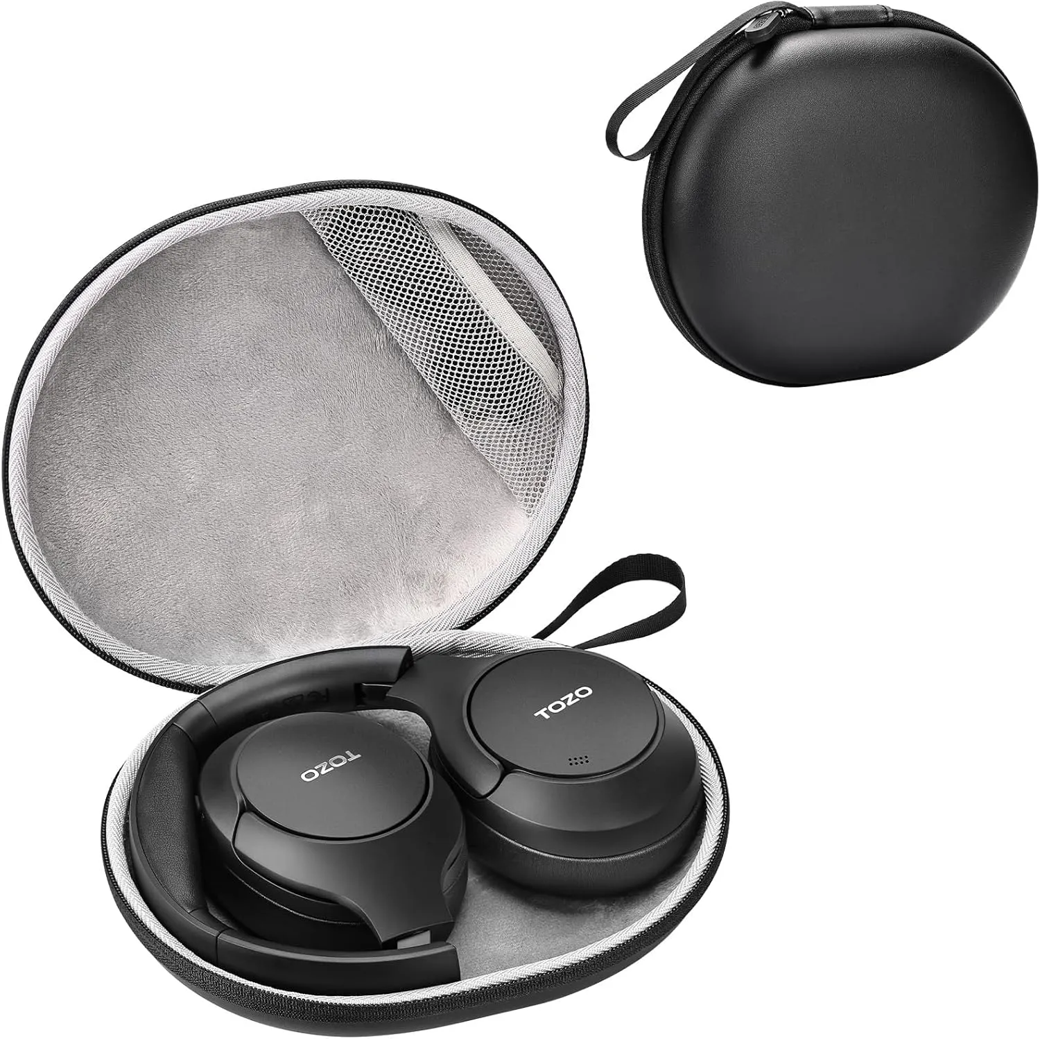 TOZO Headphone Case Cover for TOZO HT2 HA1 HT1 Wireless Headphones,Anti-Scratch, Water and Dust Resistant, Pocket for Cable, Faux Leather Storage Bag, Case Only, Black
