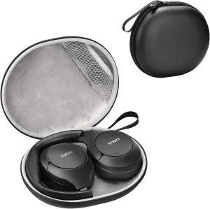 TOZO Headphone Case Cover for TOZO HT2 HA1 HT1 Wireless Headphones,Anti-Scratch, Water and Dust Resistant, Pocket for Cable, Faux Leather Storage Bag, Case Only, Black