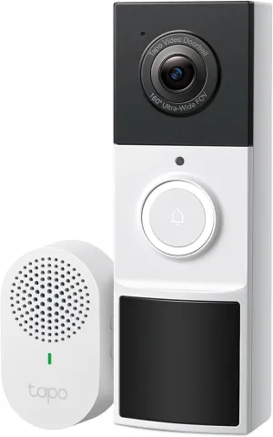 TP-Link Tapo Smart Video Doorbell Camera Wireless with Chime, 2K with Full Color Night Vison & Spotlights, No Monthly Fee, Ring Call, 160 Ultra-Wide View, Free AI Detection, Local Storage (D210)