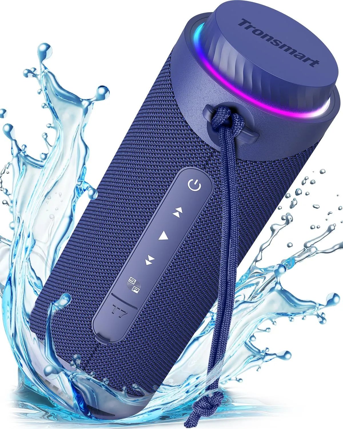 Tronsmart T7 Portable Bluetooth Speakers with 30W 360Surround Sound, Bluetooth 5.3, Enhanced Bass, Wireless Stereo Pairing, Custom EQ via APP, IPX7 Waterproof Speaker for Party, Home, Outdoor(Blue)