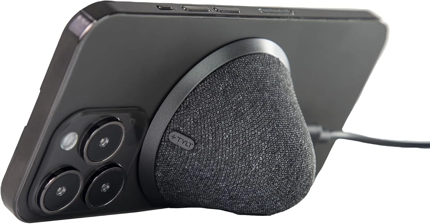 TYLT Bell Portable Magnetic Bluetooth Speaker with Built-in Mic for Compatible with iPhone iPad Google Pixel Samsung Galaxy 2.5 x 1.8 x 1.8 inches Hands-Free Calls Black