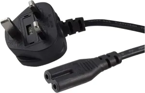 United Kingdom UK 2- Slot Printer Power Cord Cable, Non-Polarized (IEC-320-C7 to CEE 7/16) Works with Printer, TV, PS4 Game Console and More for UK Travel (UK)