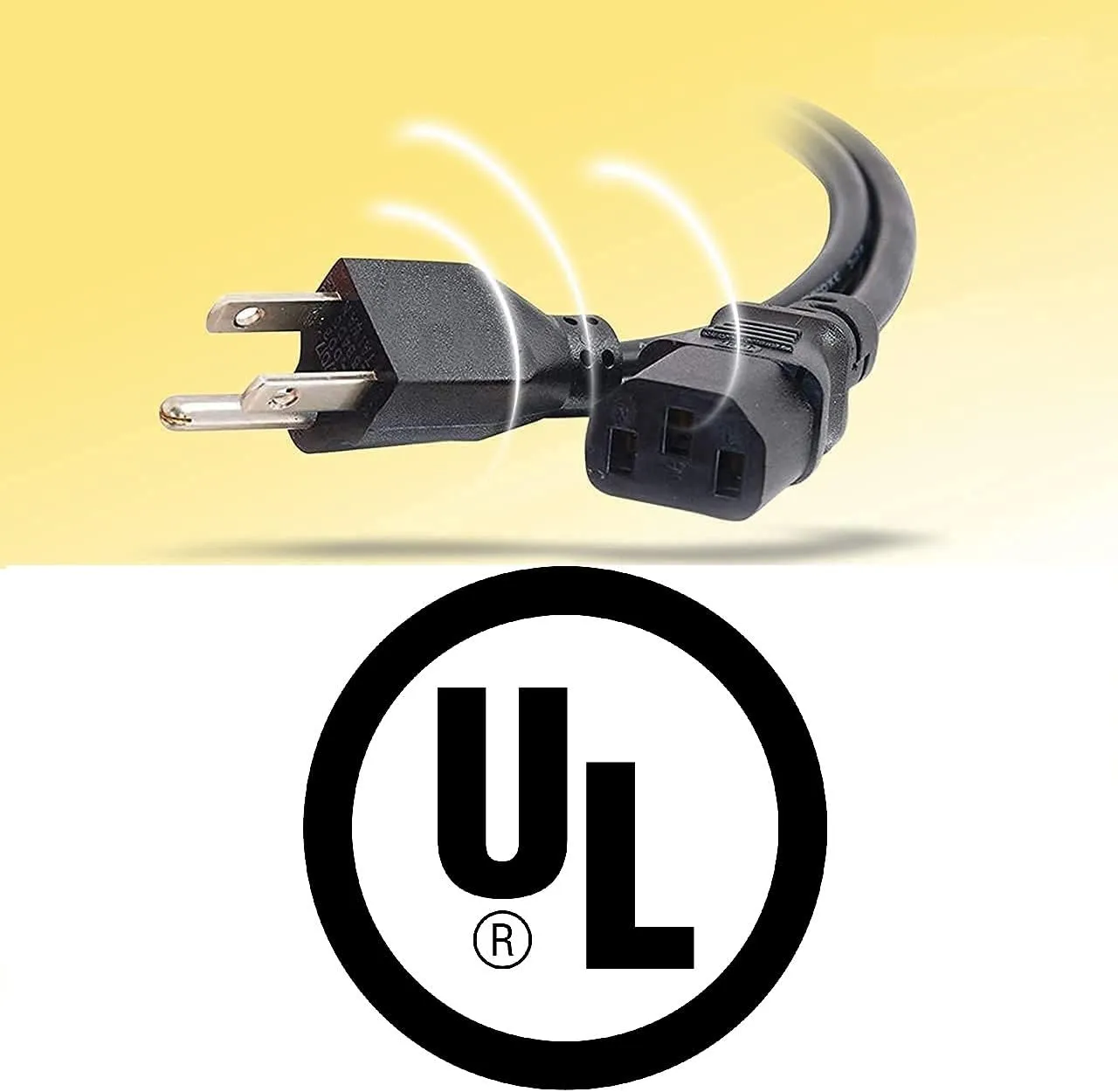 Universal AC Power Cable - 5 Pack- 1ft. 3 Prong PC Power Cord Replacement for Computer, Monitor, Scanner, Printer, TV- IEC 320 C13 to NEMA 5-15P, 18awg, 125V 10 Amp (1-Feet)