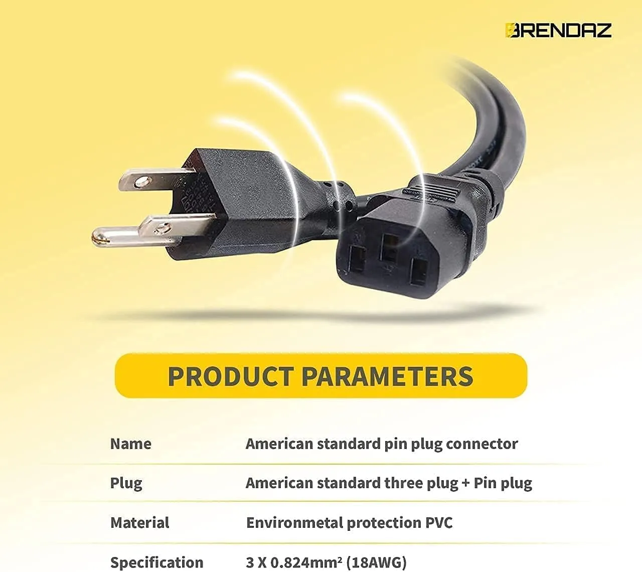 Universal AC Power Cable - 5 Pack- 1ft. 3 Prong PC Power Cord Replacement for Computer, Monitor, Scanner, Printer, TV- IEC 320 C13 to NEMA 5-15P, 18awg, 125V 10 Amp (1-Feet)