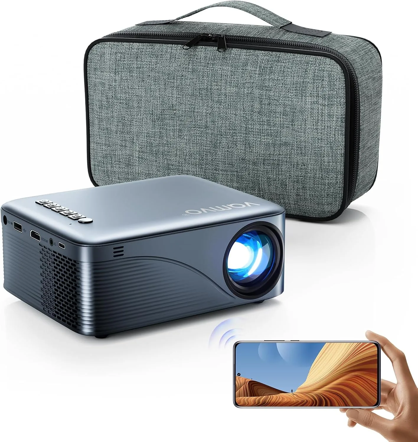 vamvo Mini Projector WiFi Portable Movie Projectors, Outdoor Projector with Stylish streamlined Design, Smartphones and Tablets Can Easy Connection to Video Projectors