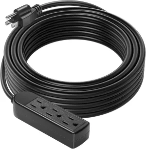 VIVOSUN 25 Ft Extension Cord, 3-Outlet Power Cord for Indoor and Outdoor Use, Durable and Long-Lasting, 1800W Surge Protector, 15A 14 AWG, Great for Garden, Lawn, Home and Office, Black