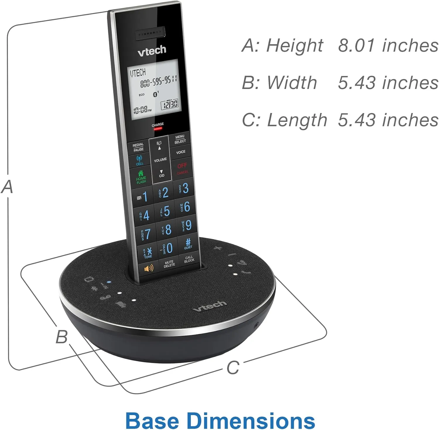 VTech LS6381-2 Bluetooth Speaker with Echo Cancellation, Noise Reduction, Music Streaming, PC/Landline/Cellular Calls, Paired with DECT6.0 Cordless Handset, Answering System, Smart Call Blocker,Black