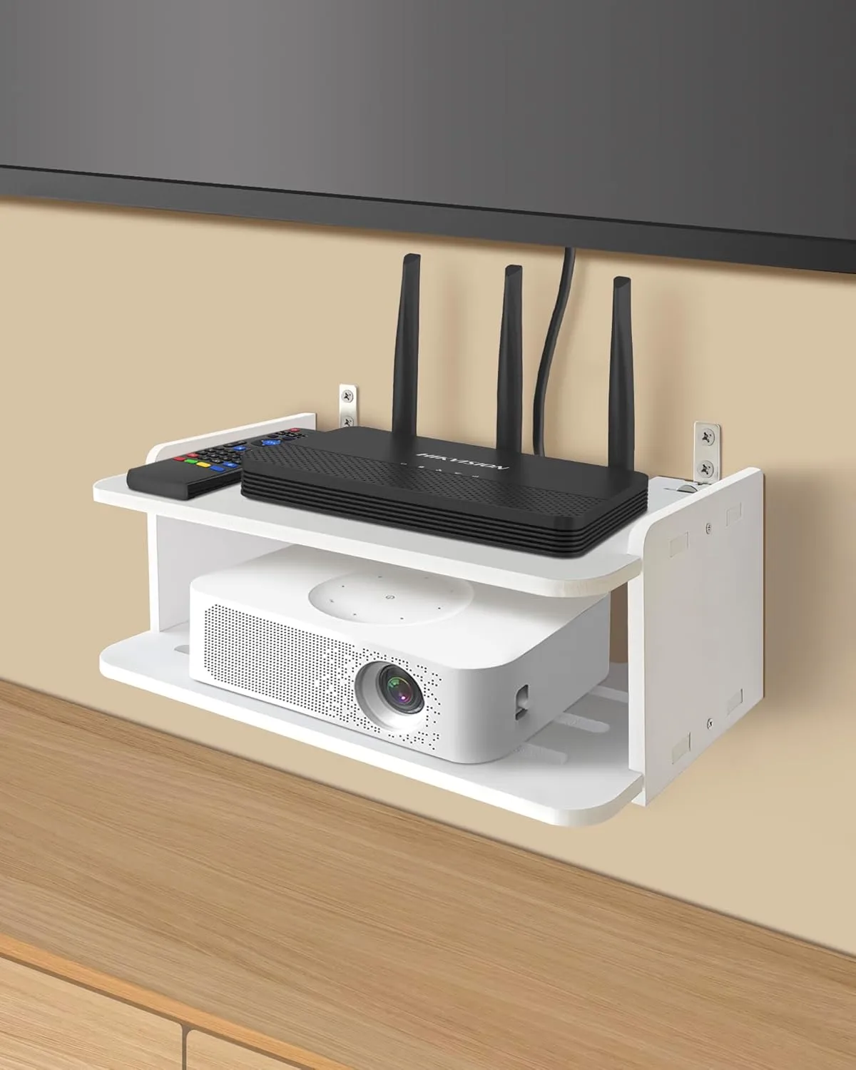 Wall Mount Floating Projector Shelf,Wall Router Shelf,Floating Shelf Holder for Xbox Series S/X, PS5, PS4,Gaming Console Shelf for Wall Floating Projector Holder, Wall Shelf for TV