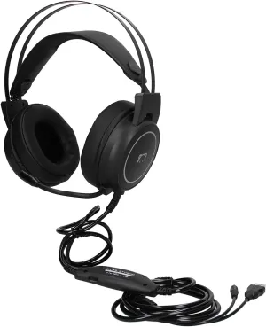 Wired Gaming Headset with Surround Sound, RGB Headphone, Omnidirectional Microphone, Lightweight and Portable for PC Games (Black)